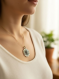 Bohemian Stil Kristal İşlemeli Göz Plaka Kolye