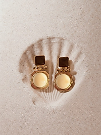 Vintage Kare Formlu Krem ve Kahverengi Renkli Küpe