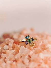 Çok Renkli Taşlı Vintage Ayarlanabilir Yüzük