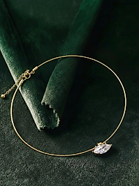 Markiz Kesim Taşlı Ayarlanabilir Tasma Kolye