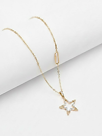 Taşlı Yıldız ve Ataç Zincir Detaylı Kolye