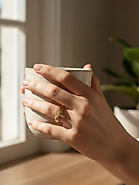 Elegant Köprü Detaylı Parlak Taşlı Ayarlanabilir Yüzük