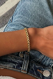 Apex Altın Işıltı Taşlı Zincir Bileklik