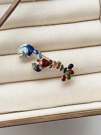 Taşlı Istakoz Figürlü Broş