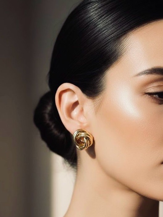 Gloria Düğüm Figürlü Altın Dokulu Küpe