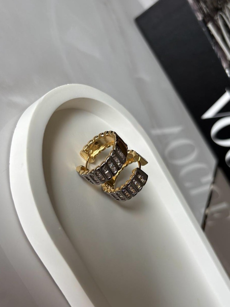 Spark Silver & Altın Işıltılı Küpe