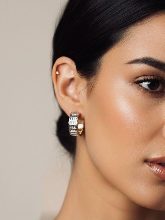 Spark Silver & Altın Işıltılı Küpe