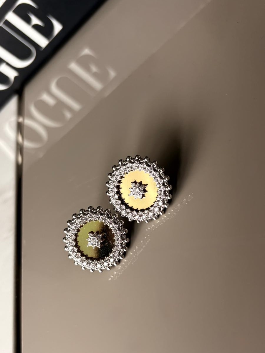 Golden Crown Gümüş Çerçeveli Altın Küpe