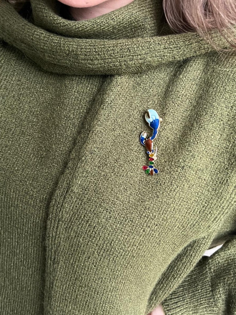 Taşlı Istakoz Figürlü Broş