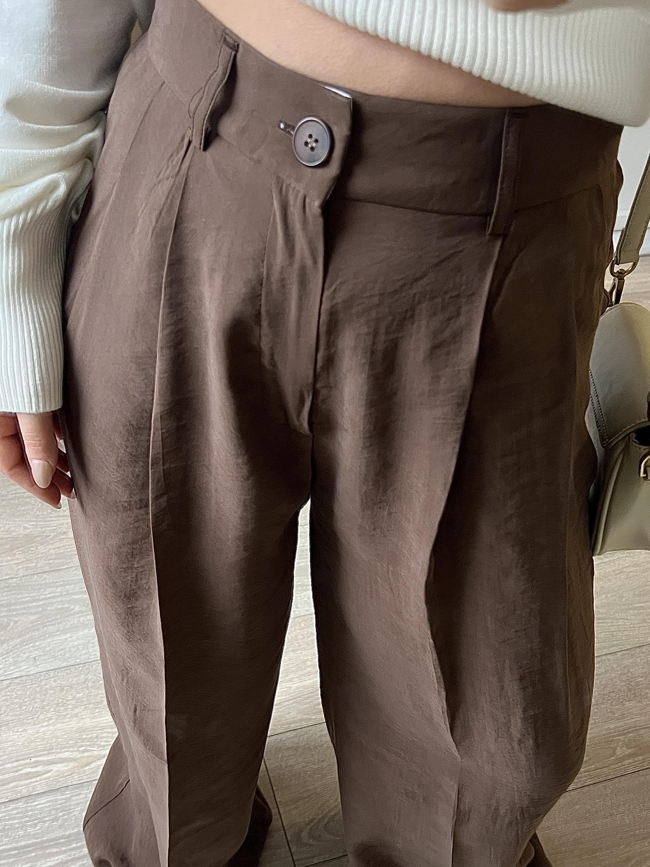 Premium Kahverengi Tencel Palazzo Pantolon