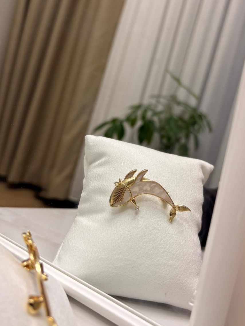 Işıltılı Sedef Detaylı Yunus Broş