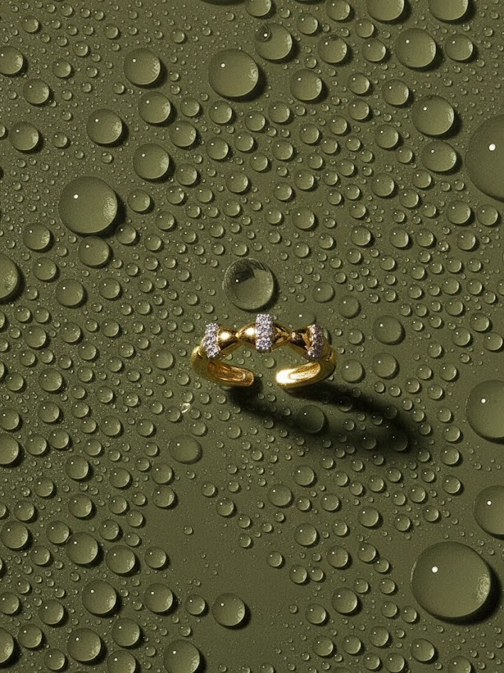 Minimal Taşlı Işıltılı Ayarlanabilir Yüzük