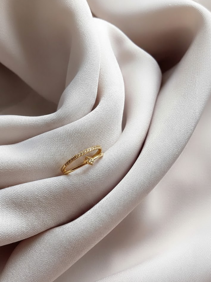 Minimal Sıralı Işıltılı Ayarlanabilir Yüzük