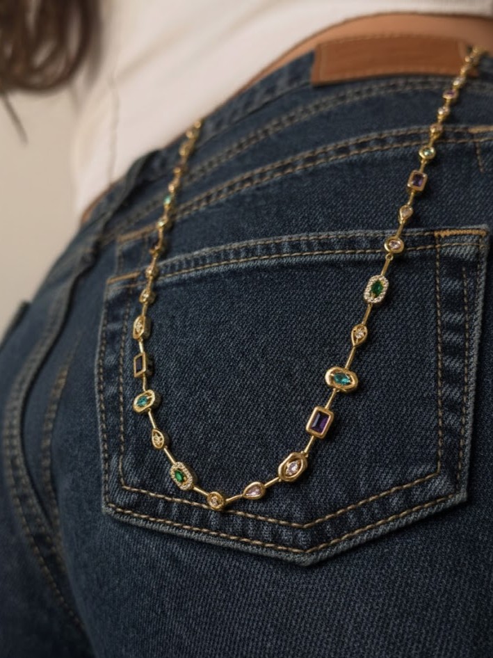 Çok Renkli Taşlı Vintage Kolye