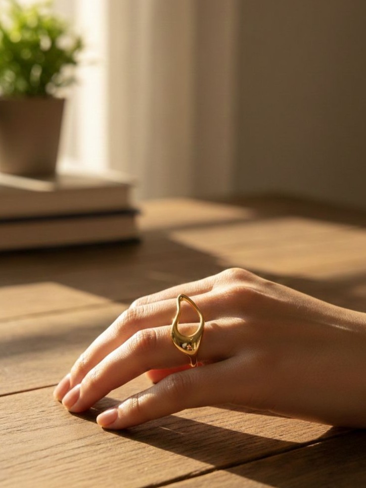 Zarif Kontür Tasarım Modern Ayarlanabilir Yüzük